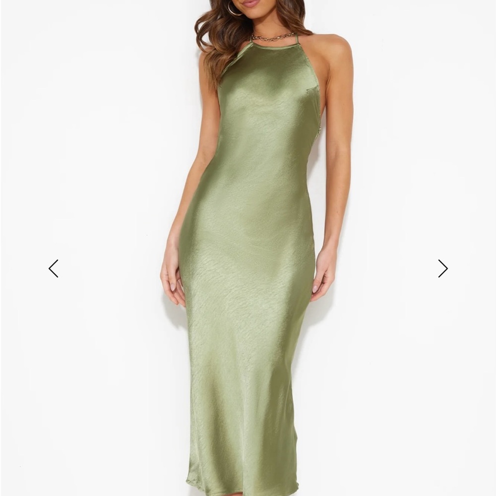 Hello Molly Green Satin Halter Dress